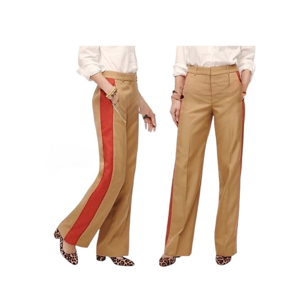 J Crew Wide Leg Khaki Dress Pants with Red Tuxedo​